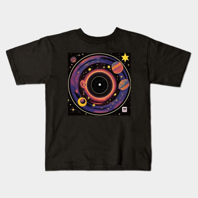 Galaxy Space Record Store Vinyl LP Music Cover Kids T-Shirt by musicgeniusart